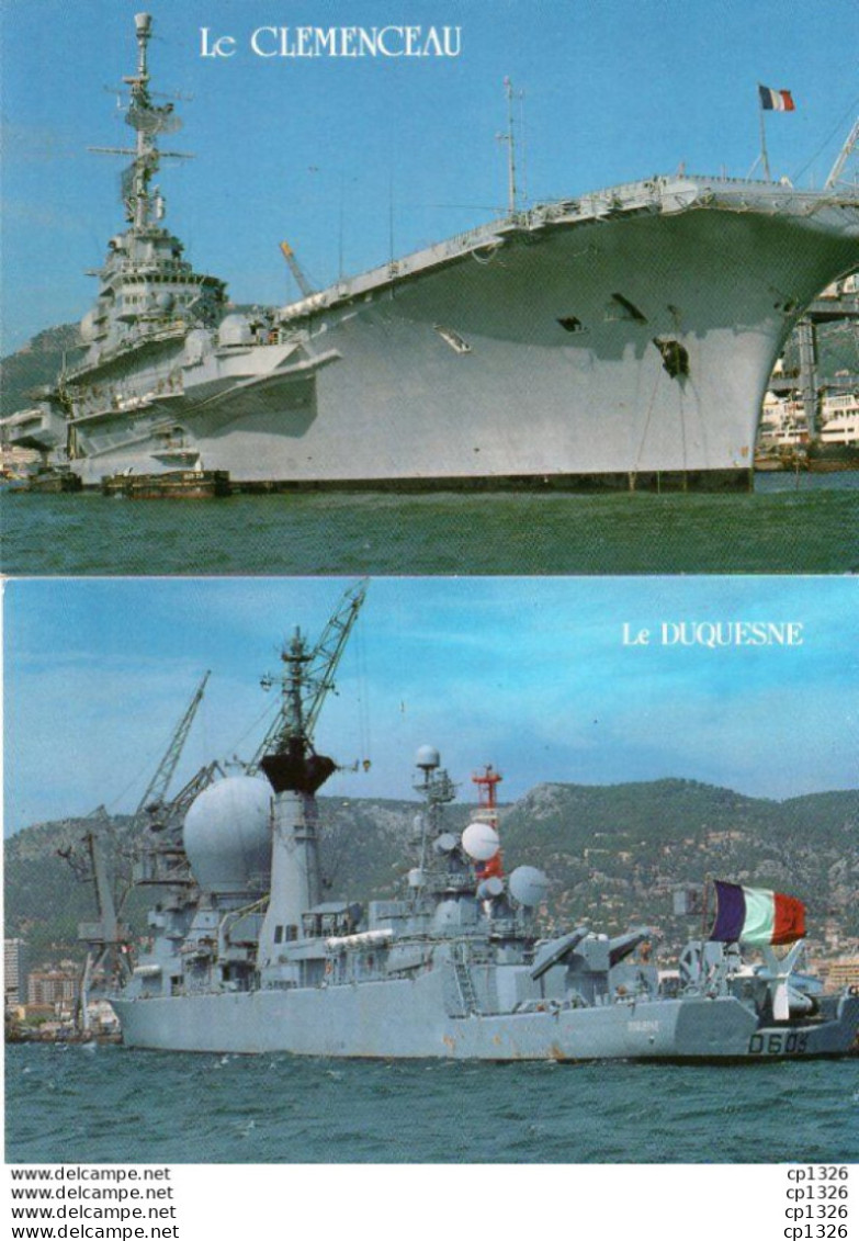 3V11Ch   Lot De 2 Cp Bateaux De Guerre Le Duquesne Et Le Clemenceau - Krieg