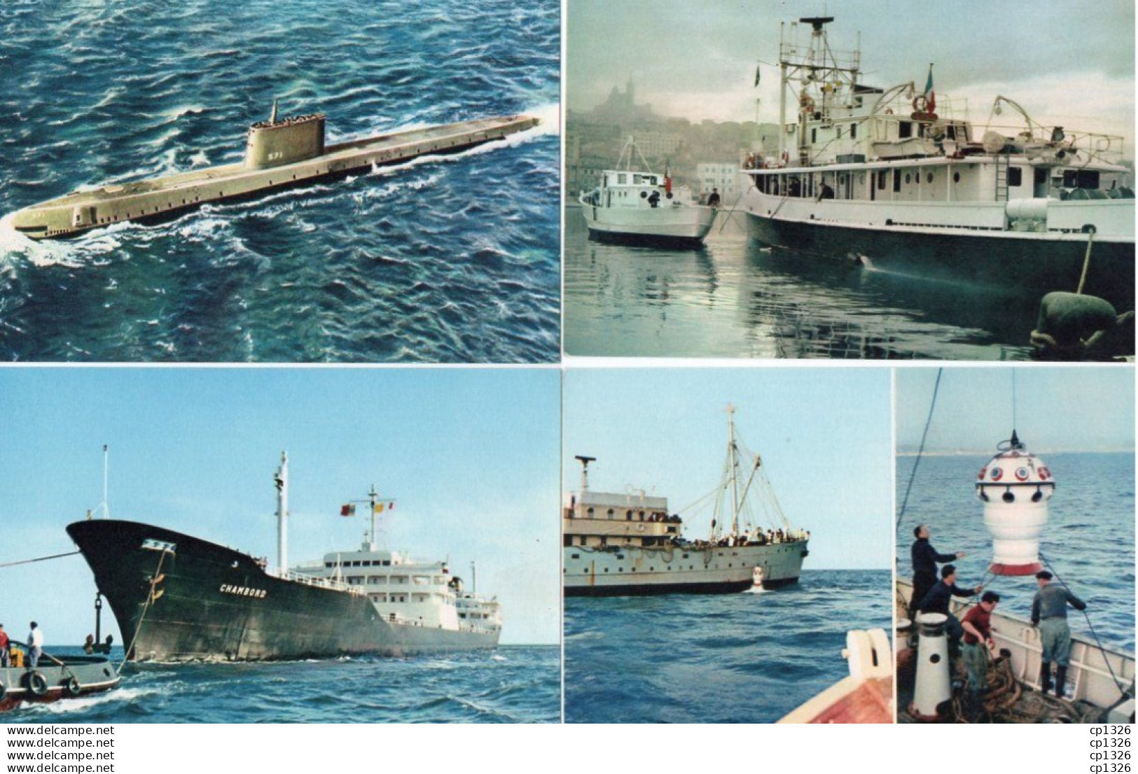 3V11Ch   Lot De 4 Cpa Bateaux Paquebot Tanker Sous Marin Chalutier En TBE - Collections & Lots