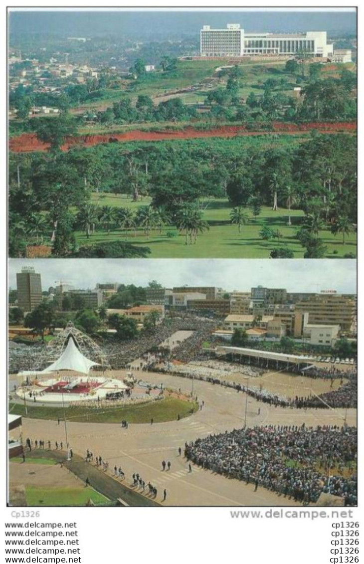 26Mo   Cameroun Yaoundé Lot De 2 Cp Visite Du Pape Et Palais Des Congrés - Kamerun