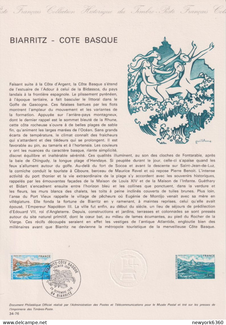1976 FRANCE Document De La Poste Biarritz N° 1903 - Postdokumente