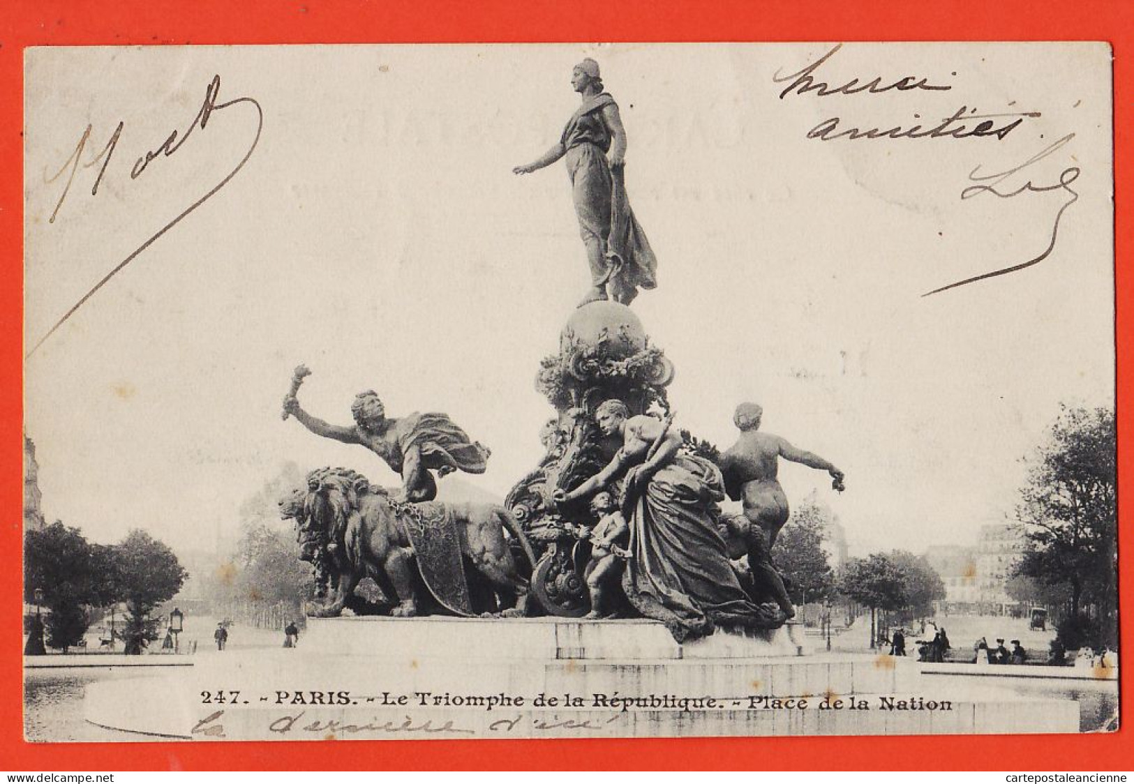 35540 / PARIS XII Fontaine Triomphe De La REPUBLIQUE Place De La NATION 1902 ¤ ? N°247 - Arrondissement: 12