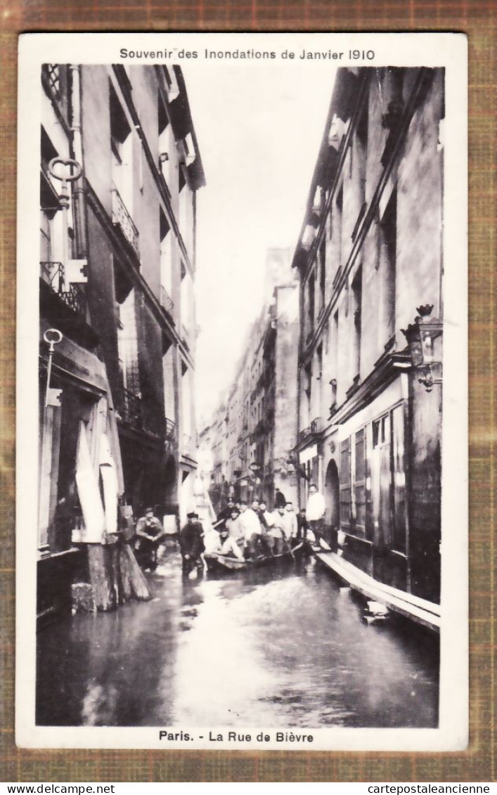 35500 / ⭐ ◉ Neobromure BREGER PARIS V Souvenir Inondations 1910 Barque Sauveteurs Rue BIEVRE Autographe Imp. FLAMMARION - Inondations De 1910