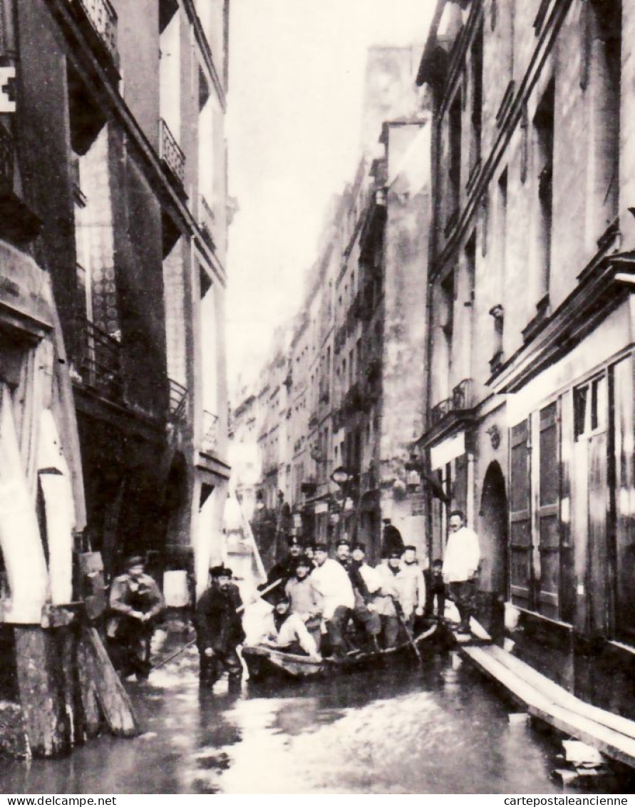 35500 / ⭐ ◉ Neobromure BREGER PARIS V Souvenir Inondations 1910 Barque Sauveteurs Rue BIEVRE Autographe Imp. FLAMMARION - Inondations De 1910