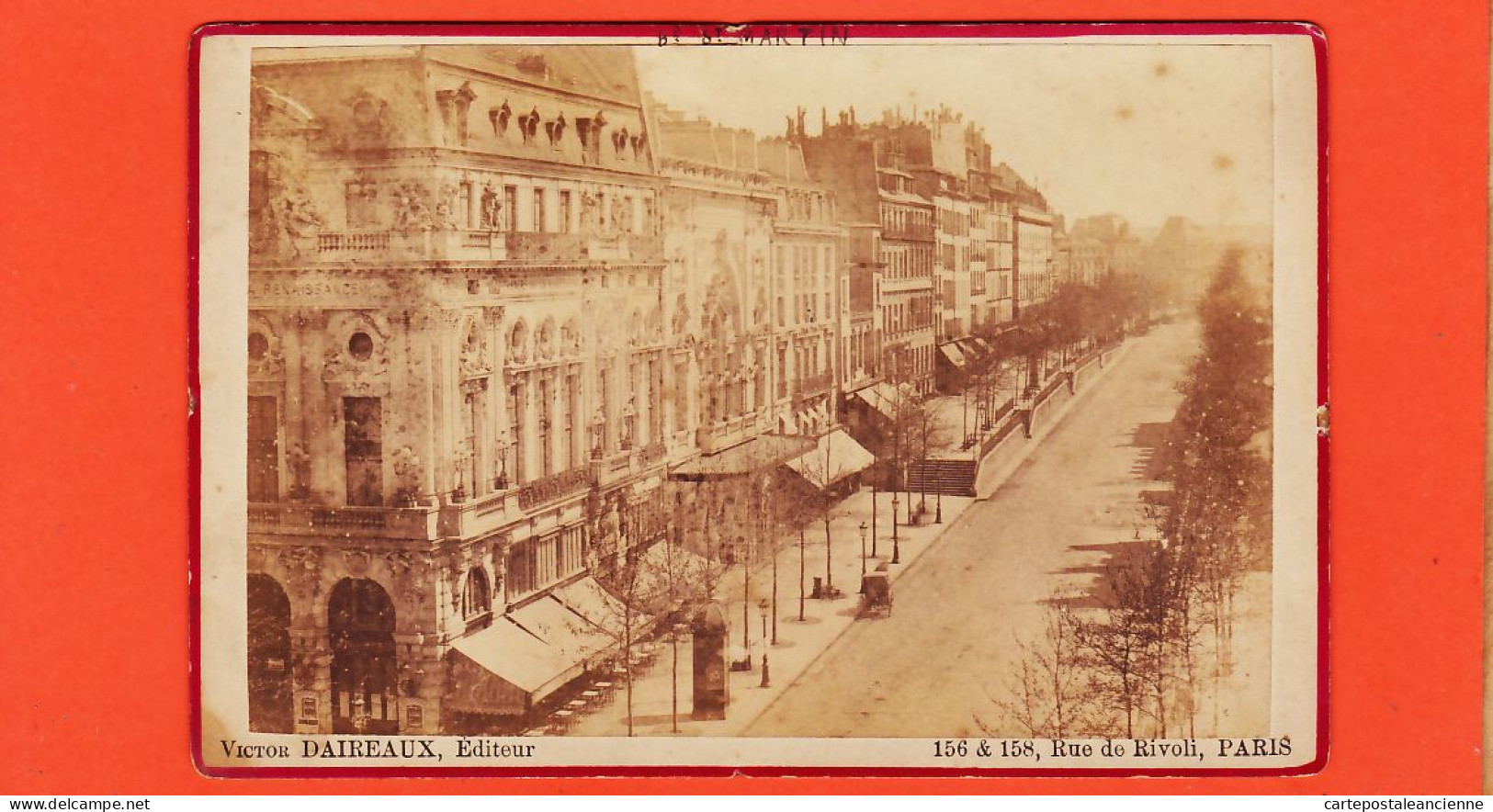 35683 / Rare PARIS III- X Photographie XIXe Boulevard SAINT-MARTIN Victor DAIREAUX 156-158 Rue RIVOLI Dim 17,5x1 Cm - Anciennes (Av. 1900)