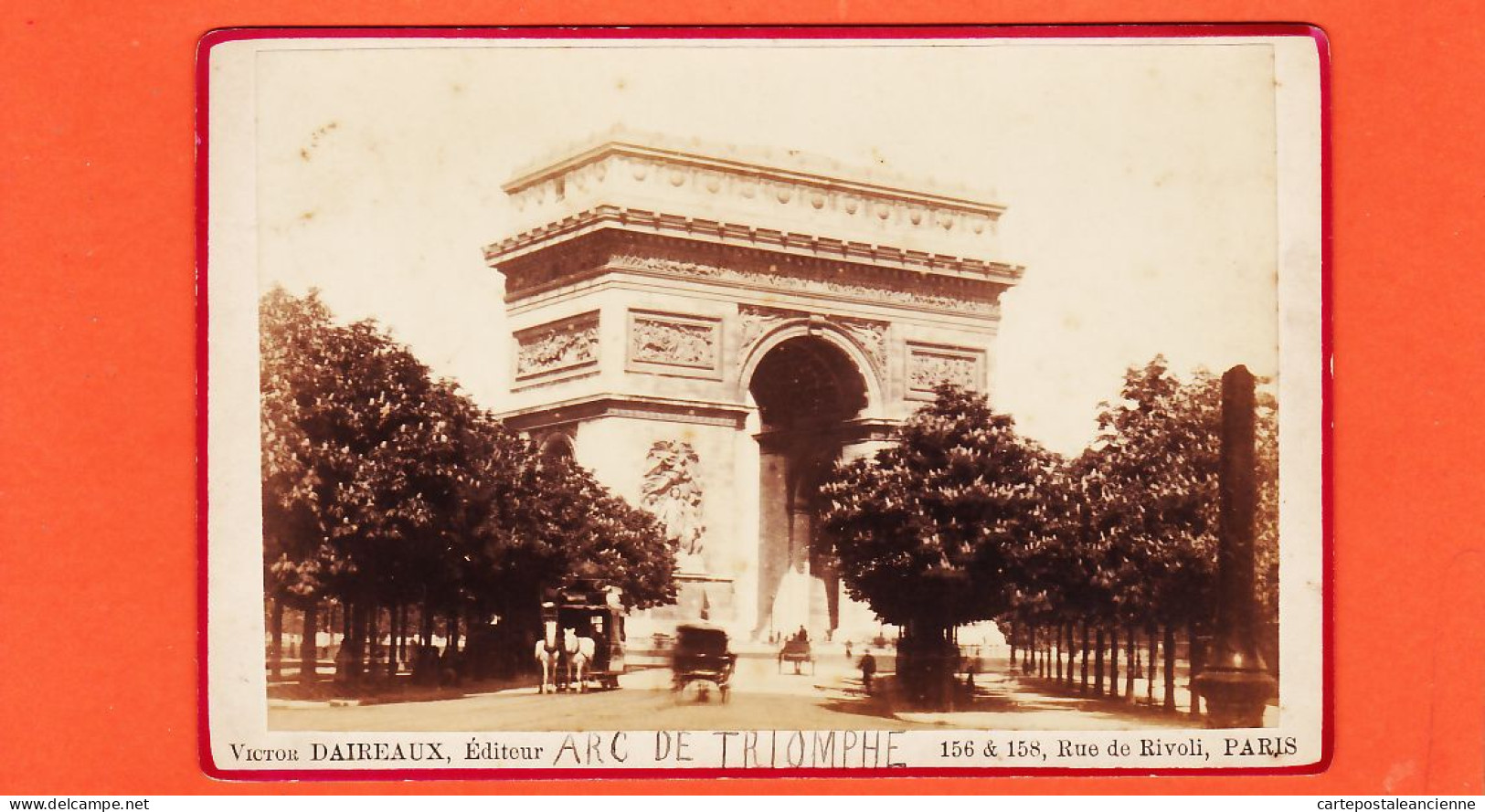 35684 / PARIS 1890s ARC De TRIOMPHE Place ETOILE Photographie XIXe Victor DAIREAUX 156-158 Rue De RIVOLI Dim 17,5x1 Cm - Anciennes (Av. 1900)