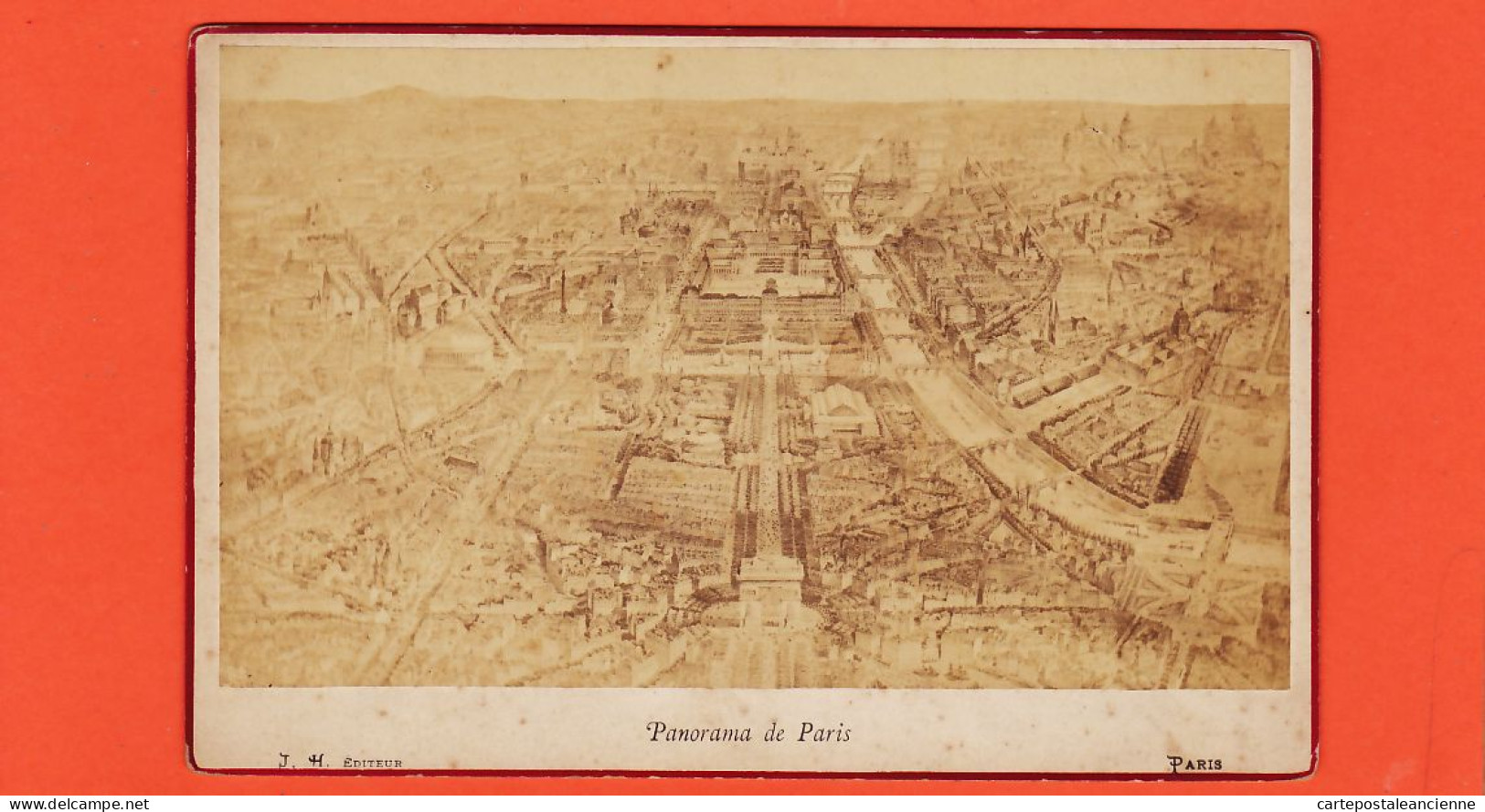 35682 / Panorama De PARIS 1880s-Avant Tour Eiffel- 12 Ponts Concorde Champs Elysées Photographie XIXe  J.H 17,5x12 Cm - Anciennes (Av. 1900)