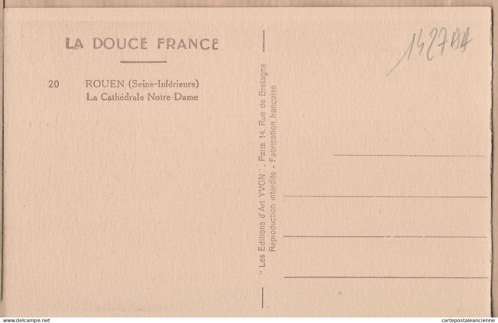 35634 / ROUEN 76-Seine Inférieure Maritime Cathédrale NOTRE-DAME N.D Façade Flèche Parvis 1920s DOUCE FRANCE YVON N° 20 - Rouen