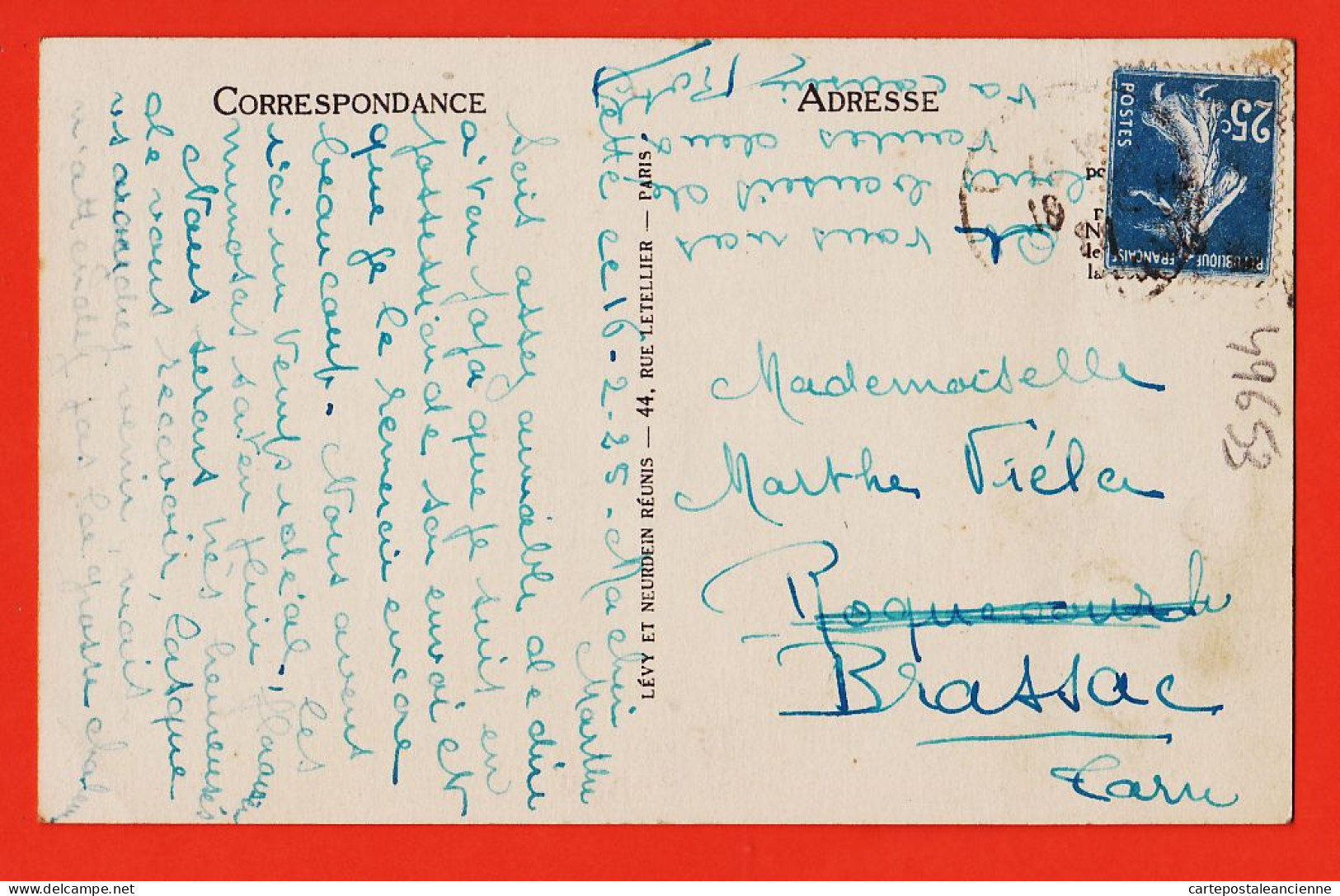 35822 / CETTE Sète (34) Le Phare SAINT-LOUIS St Et La Jetée De FRONTIGNAN 1925 à Marthe VIELA Brassac / LEVY-NEURDEIN 17 - Sete (Cette)