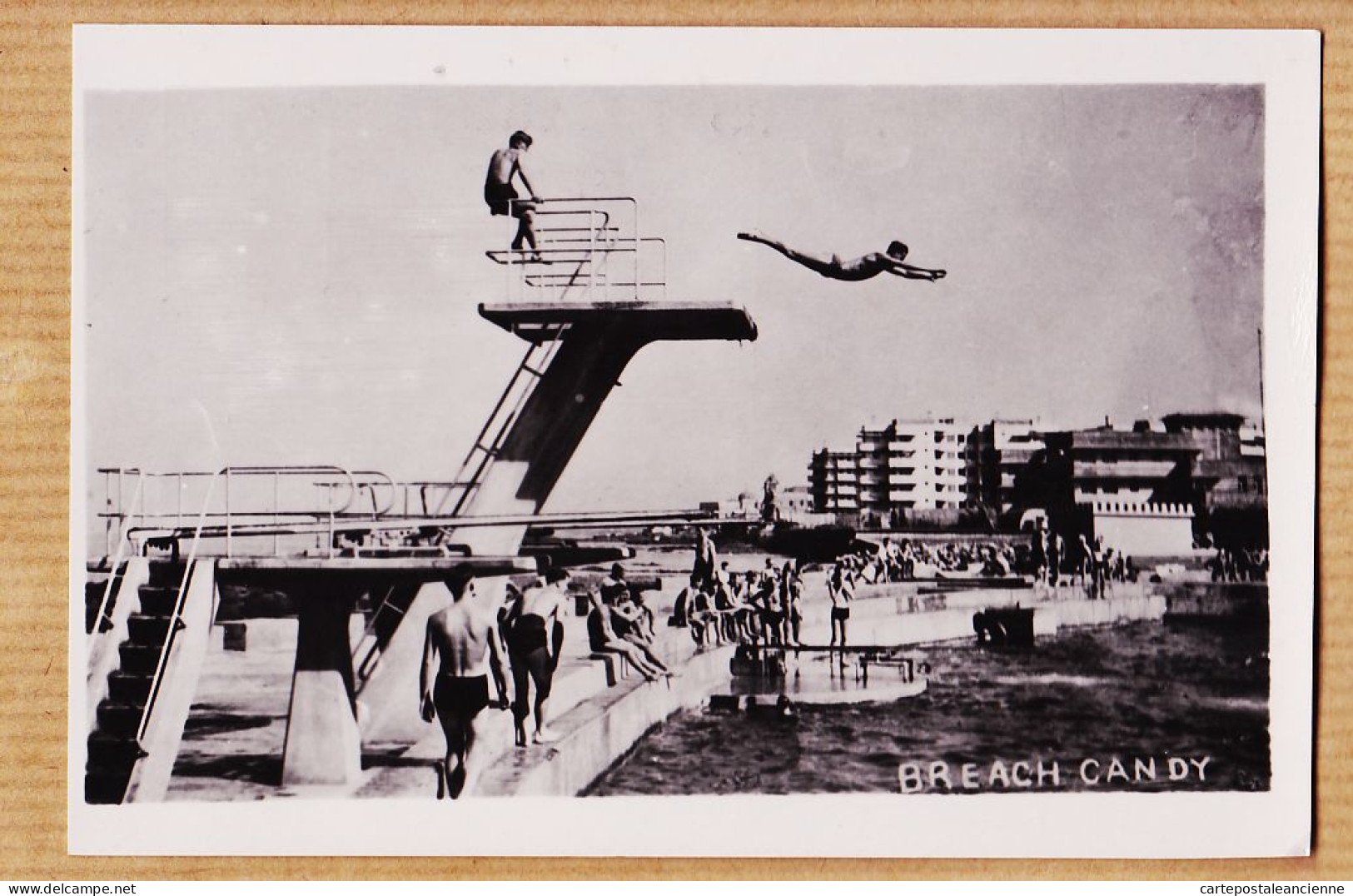 35558 / India BOMBAY BREACH CANDY Bath Diving Board And Beach Scene Swimming-Pool 1940s Carte-Photo VINAYKANT  - Indien