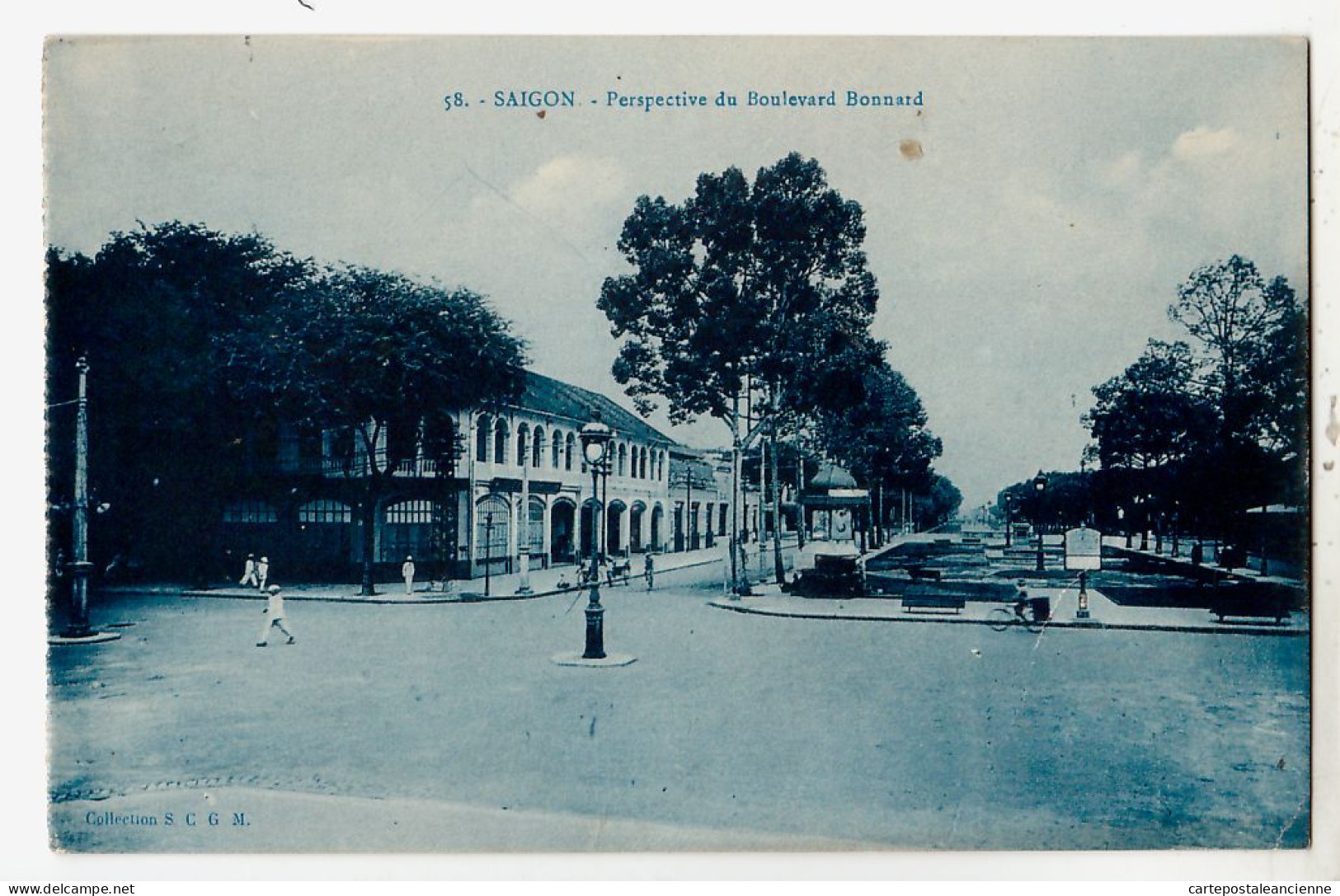 35547 / Peu Commun Indochine SAIGON Perspective Boulevard BONNARD 29.08.1934 Cliché Bleuté Collection S.C.G.M N°58 - Vietnam