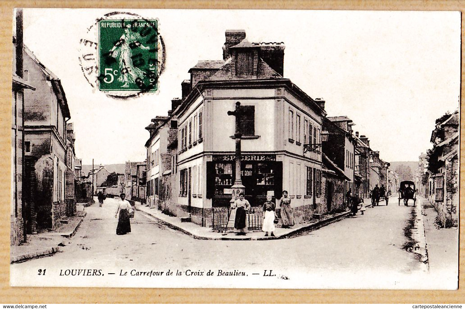 35957 / LOUVIERS Eure Epicerie Carrefour Croix De BEAULIEU 1910s à Henriette MARTIN Rue Repos Paris XX-LEVY 21 - Louviers