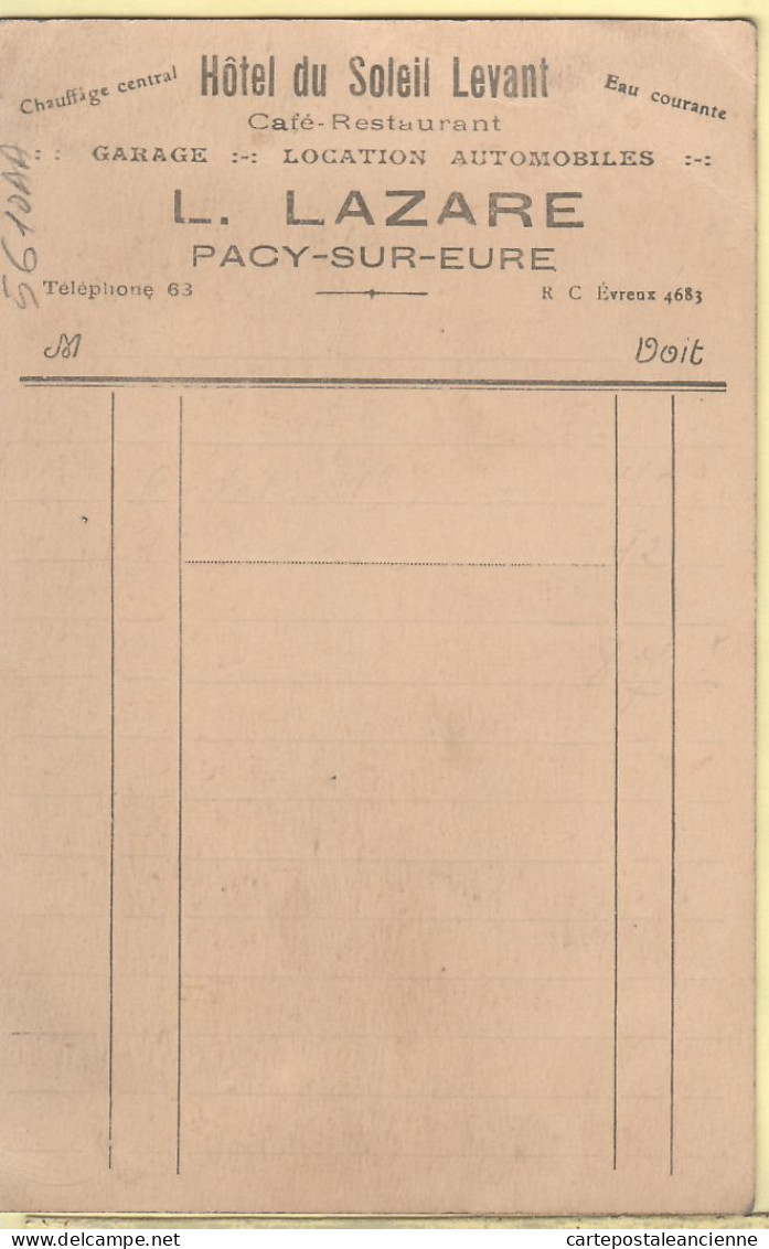 35946 / PACY-sur-EURE Café Hotel Restaurant SOLEIL LEVANT Propriétaire LAZARE Garage Location Automobiles 1930s - Pacy-sur-Eure