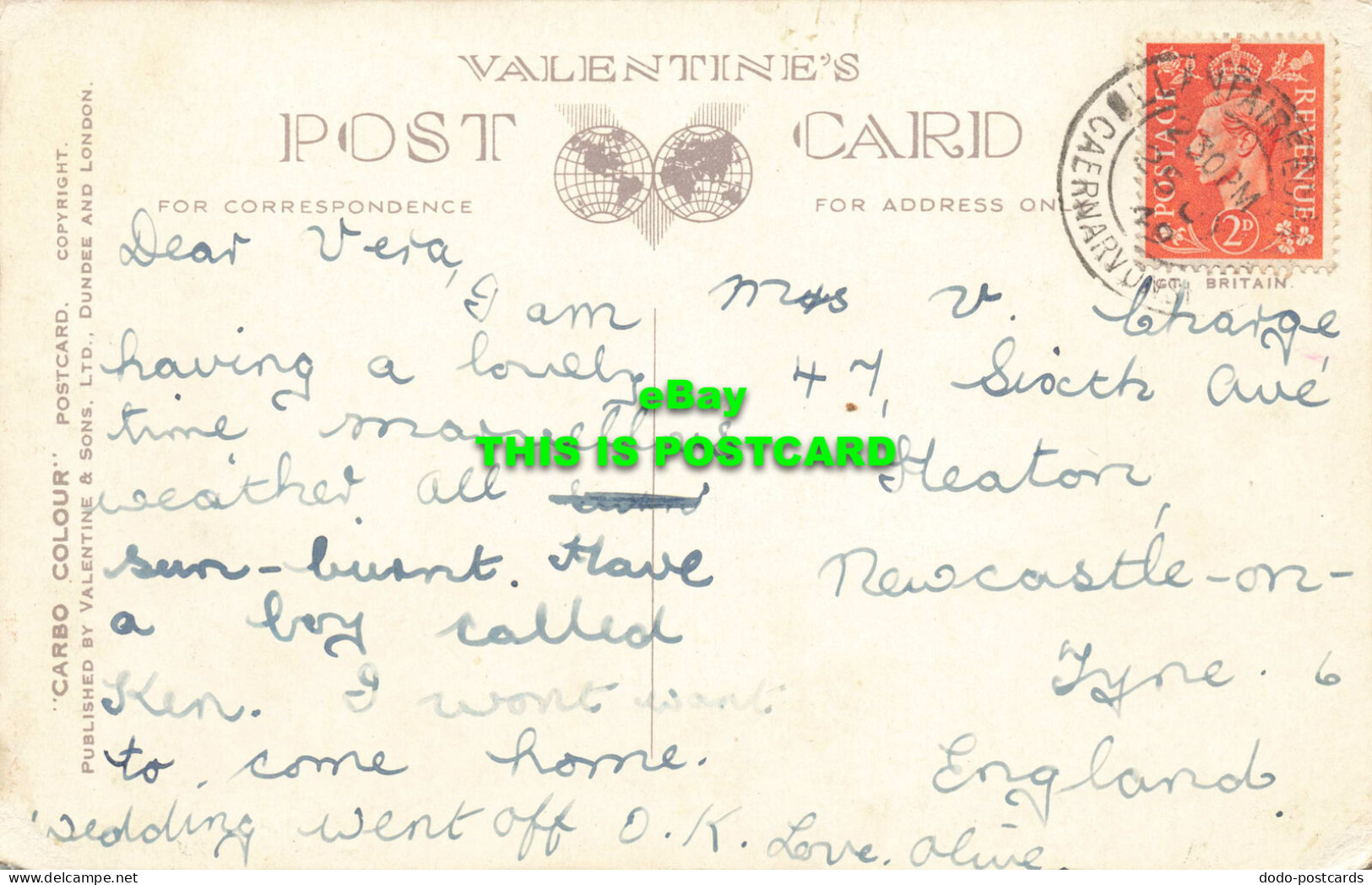 R587401 Happy Valley. Llanfairfechan. 200231. Carbo Colour. Valentines. 1949 - Monde