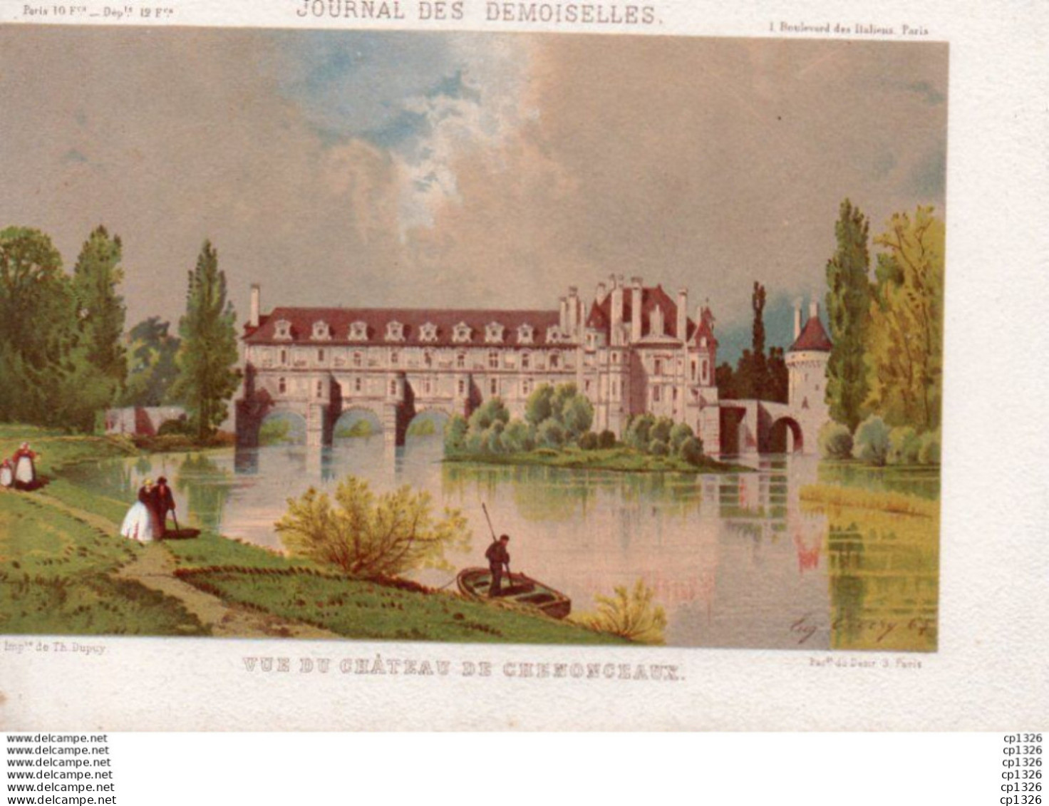 3V3Bv  Lithographie Chateau De Chenonceaux En 1864 Journal Des Demoiselles - Publicités