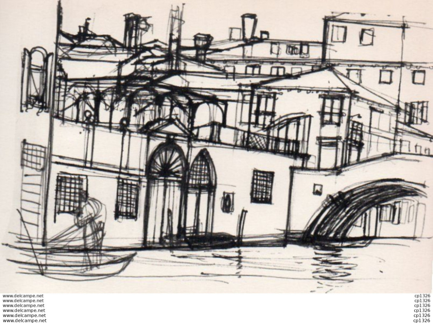 3V3Bv  Lithographie Dessin Esquisse Venise Le Rio Della Canonica - Stampe & Incisioni