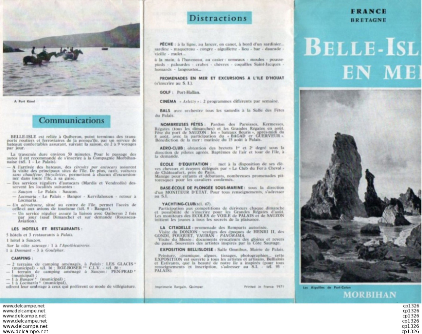 3V4Sv   56 Belle Isle Ile En Mer Dépliant Touristique De 1971 - Belle Ile En Mer