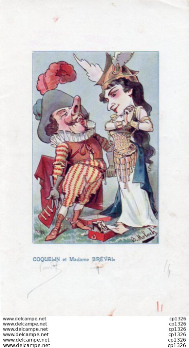 3V3Bv   Illustrateur B. Moloch Estampe Chaussures Incroyable Caricature Humour Coquelin Et Madame Bréval Cyrano De B. - Prenten & Gravure