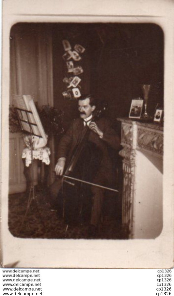 3V4Cha  Carte Photo Musique Musicien Joueur De Violoncelle Henri Wild - Photographie