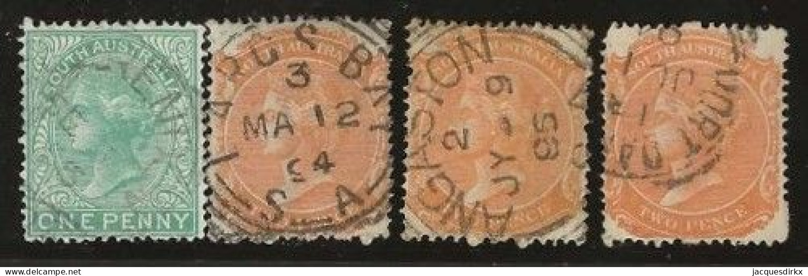 South  Australia     .   SG    .   4 Stamps  Perf. 15       .   O      .     Cancelled - Oblitérés