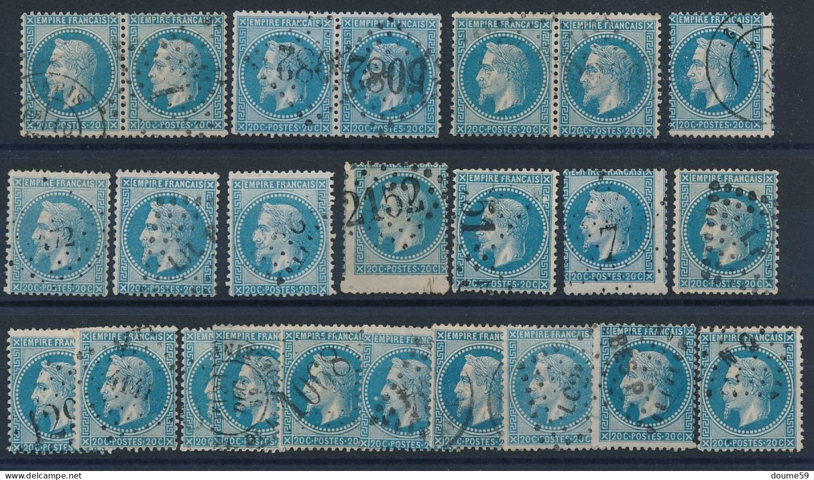 A-740: FRANCE:   Lot Napoléon Obl N° 29B (24) Pour étude - 1863-1870 Napoléon III Lauré