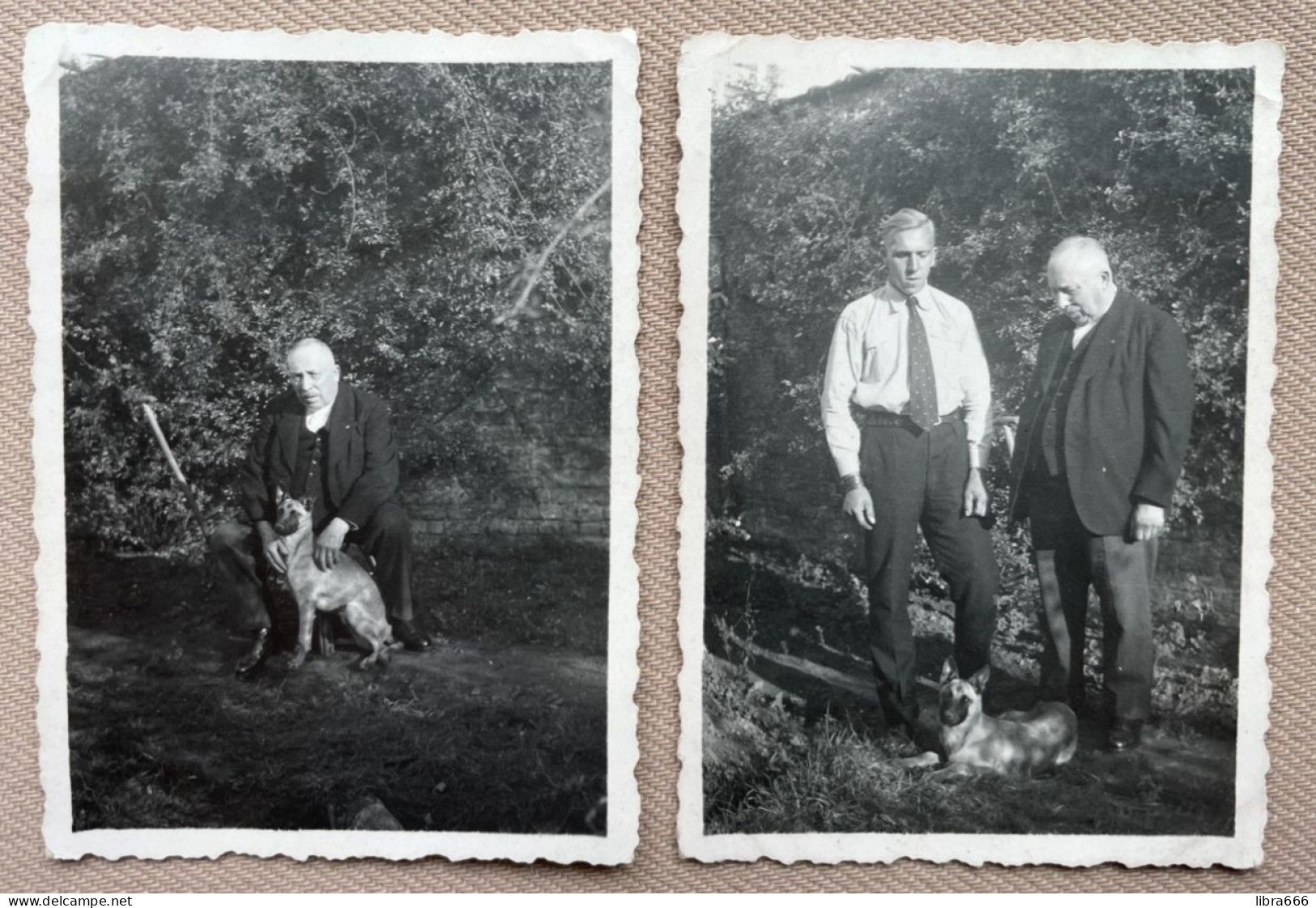 (2 X) - Originele Foto - Photo Originale - Mannen Met Duitse Herdershond - Homme Avec Chien De Berger Allemand - 8x6 Cm. - Personnes Anonymes