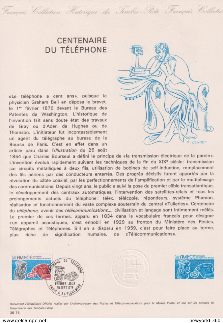 1976 FRANCE Document De La Poste Centenaire Du Téléphone N° 1905 - Postdokumente