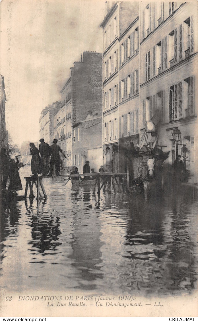 75-PARIS INONDATIONS 1910 LA RUE ROUELLE-N°T5168-G/0385 - Inondations De 1910