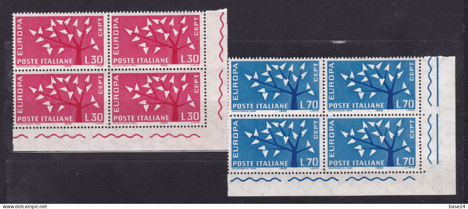 1962 Italia Italy Repubblica EUROPA CEPT EUROPE 4 Serie Di 2 Valori In Quartina MNH** Block 4 ALBERO TREE - 1962