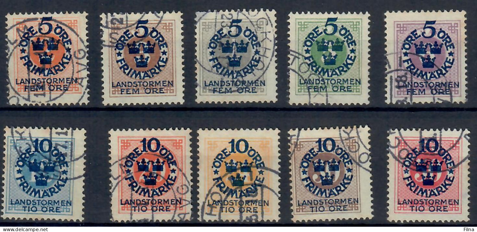SVEZIA SVERIGE 1916 PRO MILIZIA TERRITORIALE SERIA COMPLETA USATA - Used Stamps