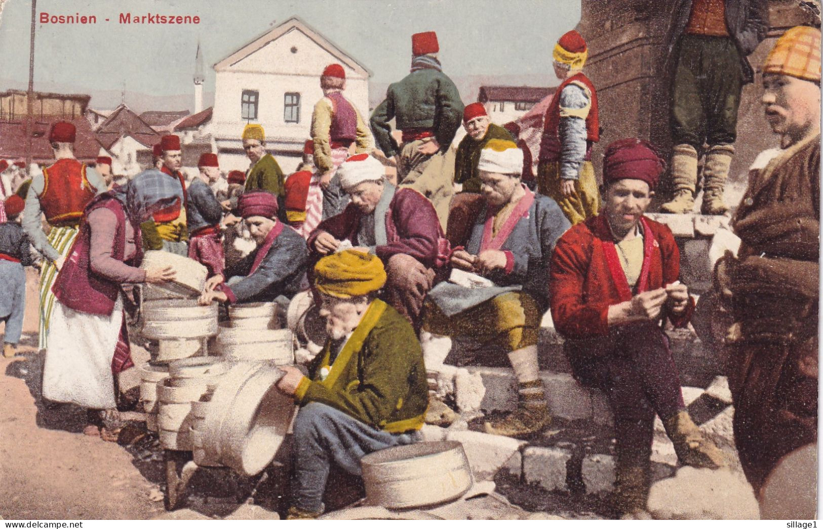 KuK - SARAJEVO BOSNIE - Bosnien - Marktszene  Carte Postale Ancienne Colorisée  - Marché Vieux Métiers WW1 - Bosnien-Herzegowina