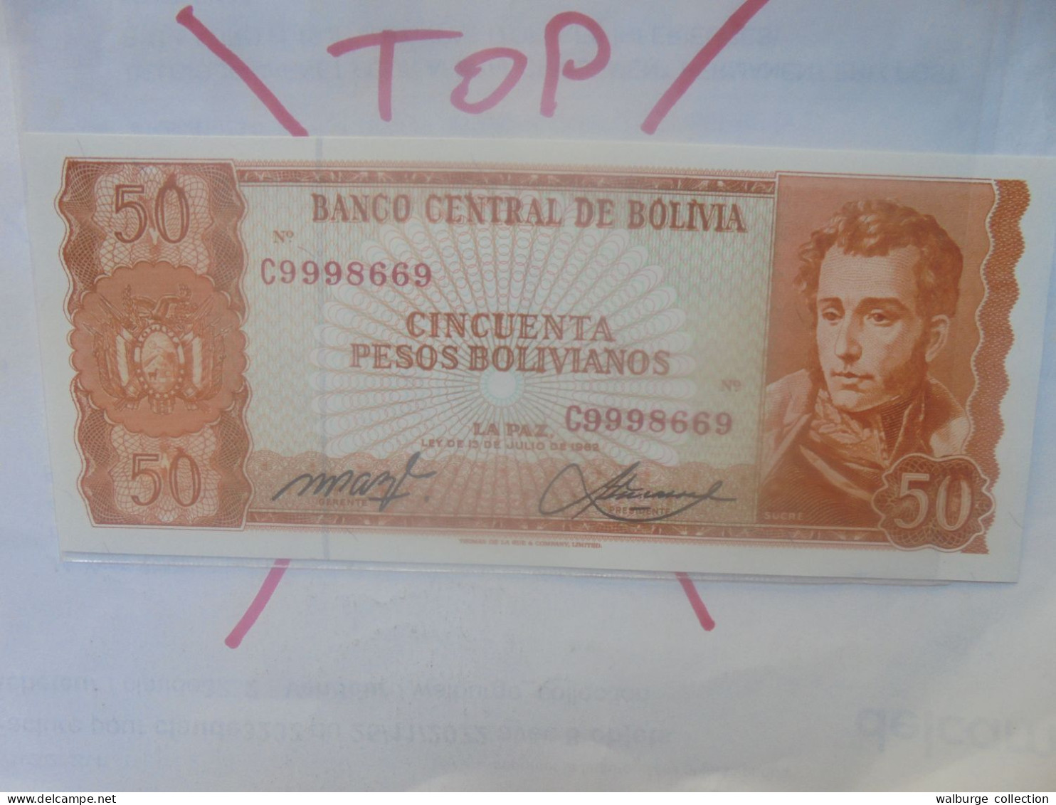 BOLIVIE 50 PESOS BOLIVIANOS 1962 Neuf (B.33) - Bolivië