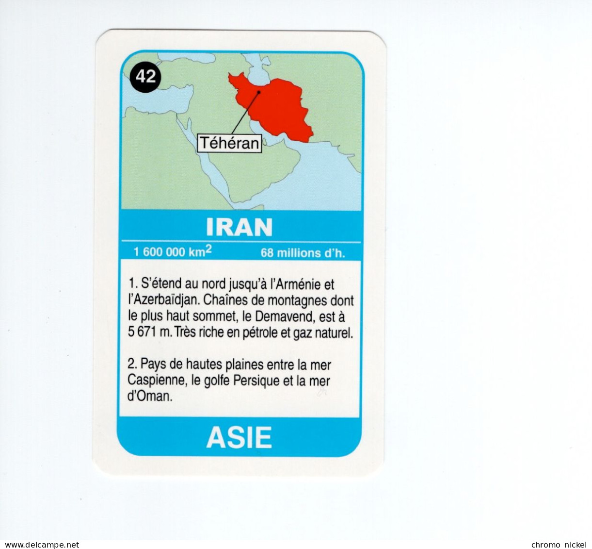 Chromo/carte Plastifiée Moderne IRAN Persia Téhéran Asie Asia Drapeau Flag Plan Map 90 X 58 Mm RRR TB - Sonstige & Ohne Zuordnung