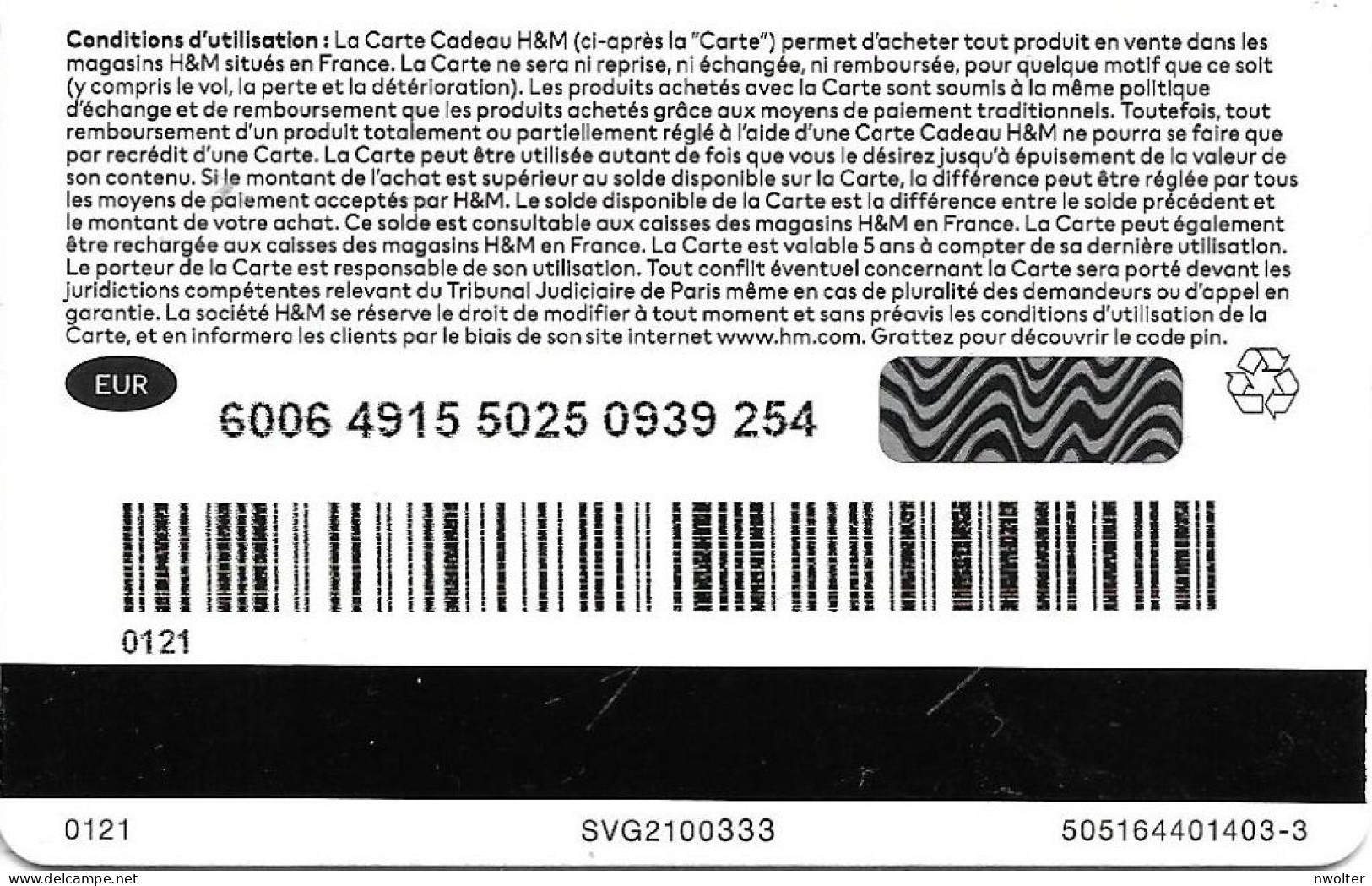 @+ Carte Cadeau - Gift Card : H&M France (2021) - Cartes Cadeaux