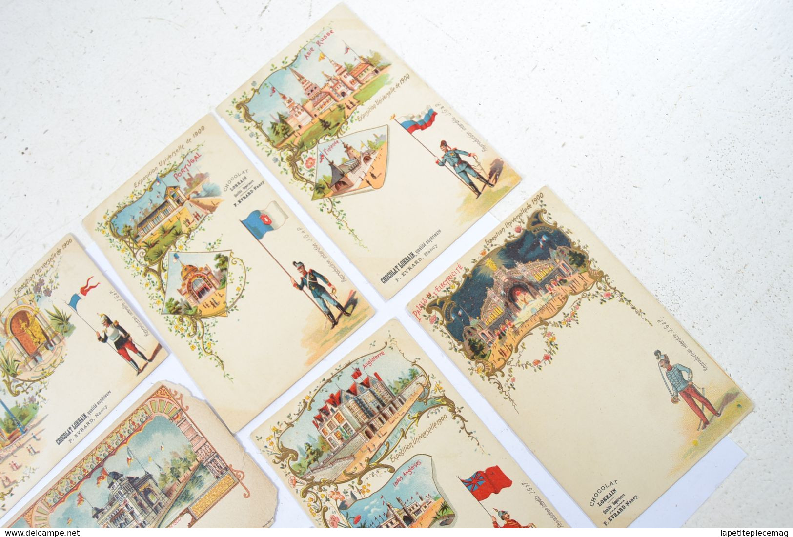(AD24A) CPA lot cartes postales chocolat Lorrain P. Evrard Nancy, exposition universelle de 1900. Collection