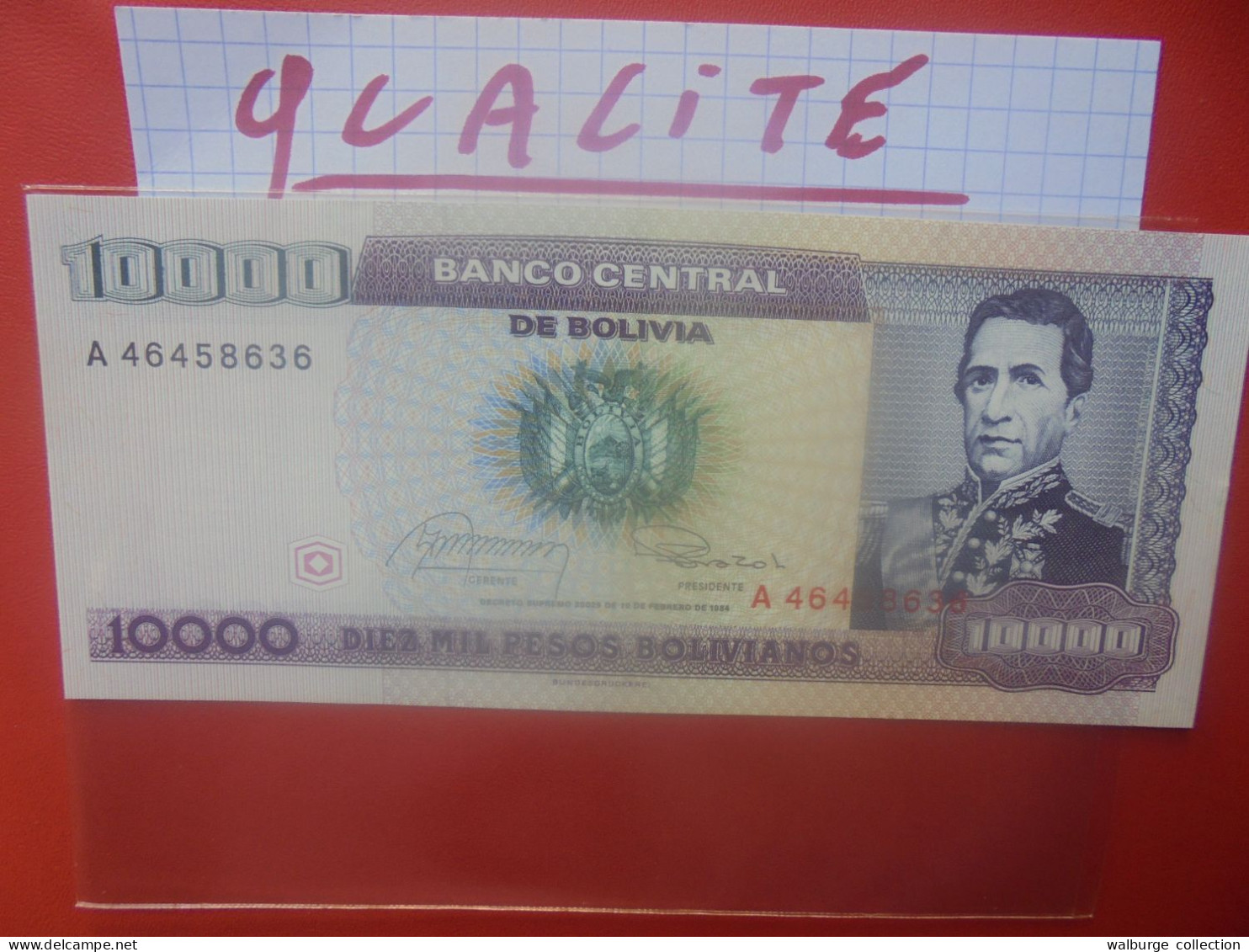 BOLIVIE 10.000 PESOS BOLIVIANOS 1984 Circuler Belle Qualité (B.33) - Bolivia