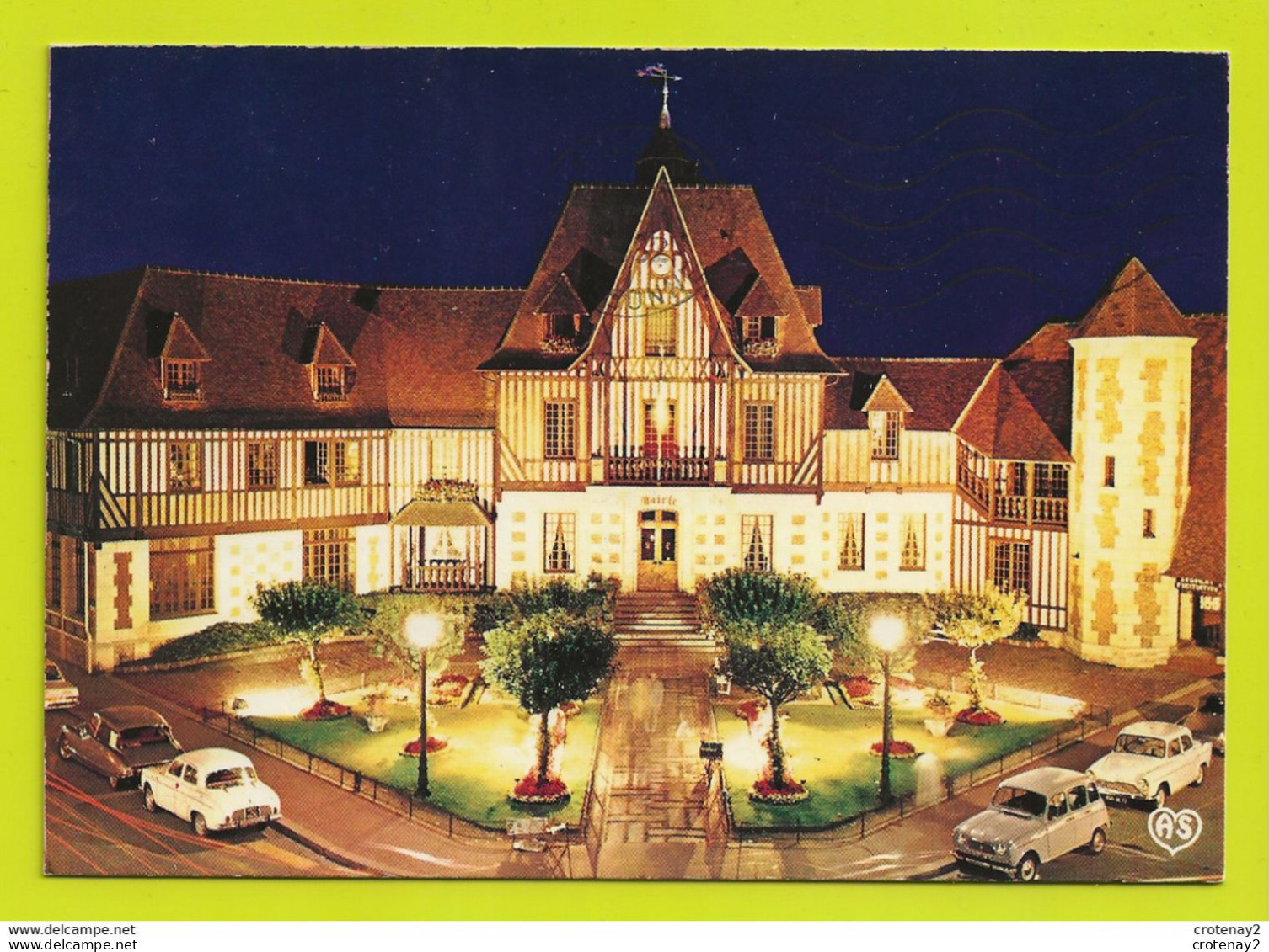 14 DEAUVILLE La Nuit N°55 La Plage Fleurie L'Hôtel De Ville En 1982 Citroën DS Renault Dauphine 4L Simca P60 - Deauville