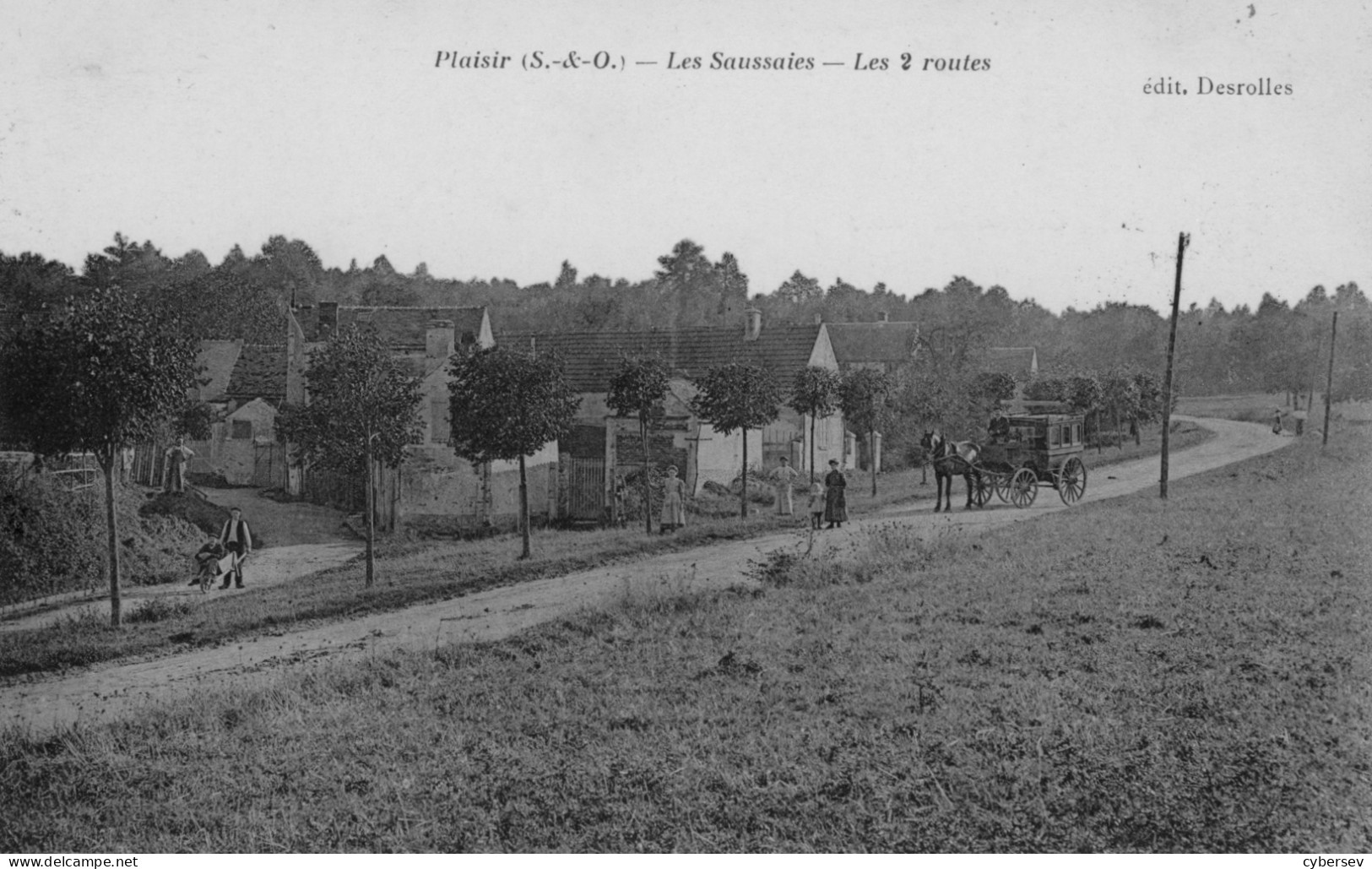 PLAISIR - Les Saussaies - Les 2 Routes - Attelage - Animé - Plaisir