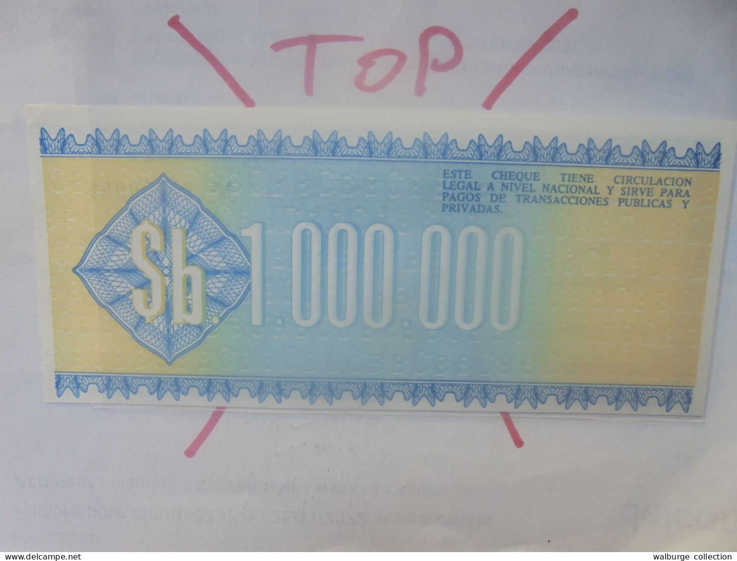 BOLIVIE (BANCO CENTRAL) 1000.000 PESOS 1985 Neuf (B.33) - Bolivia