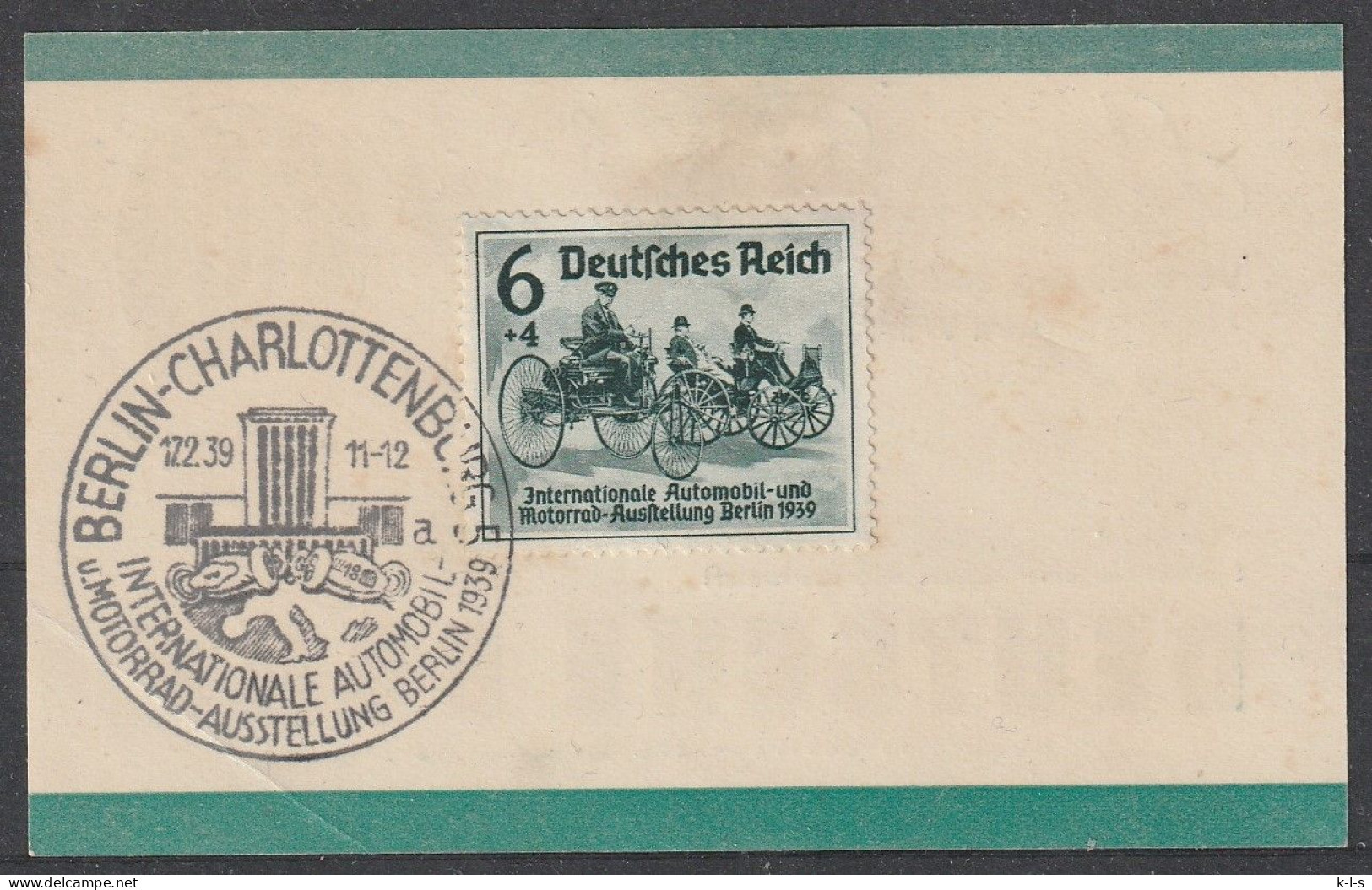 Deut. Reich: 1939, Mi. Nr. 686, Brfstk. Mit Sostpl. BERLIN-CHARLOTTENBURG / Int. Automobil- Und Motorrad- Austellung - Oblitérés