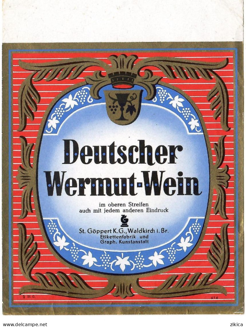 Labels - Wine & Champagne - Deutscher Wermut-Wein / Germany - Etikett Nr: 616 - Other & Unclassified