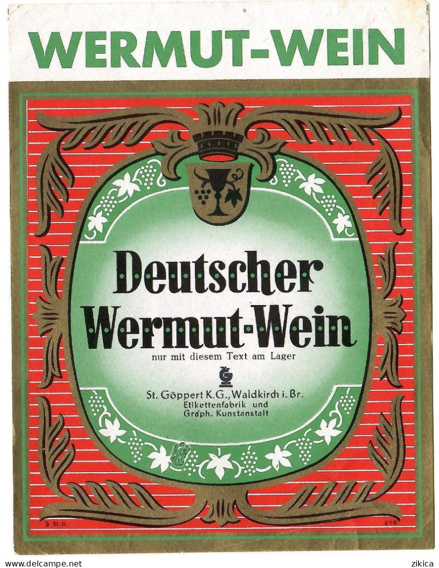 Labels - Wine & Champagne - Deutscher Wermut-Wein / Germany - Etikett Nr: 610 - Other & Unclassified