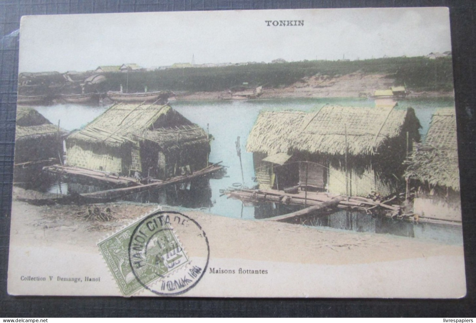 Indochine Maisons Flottantes Tonkin Cpa Timbrée - Viêt-Nam
