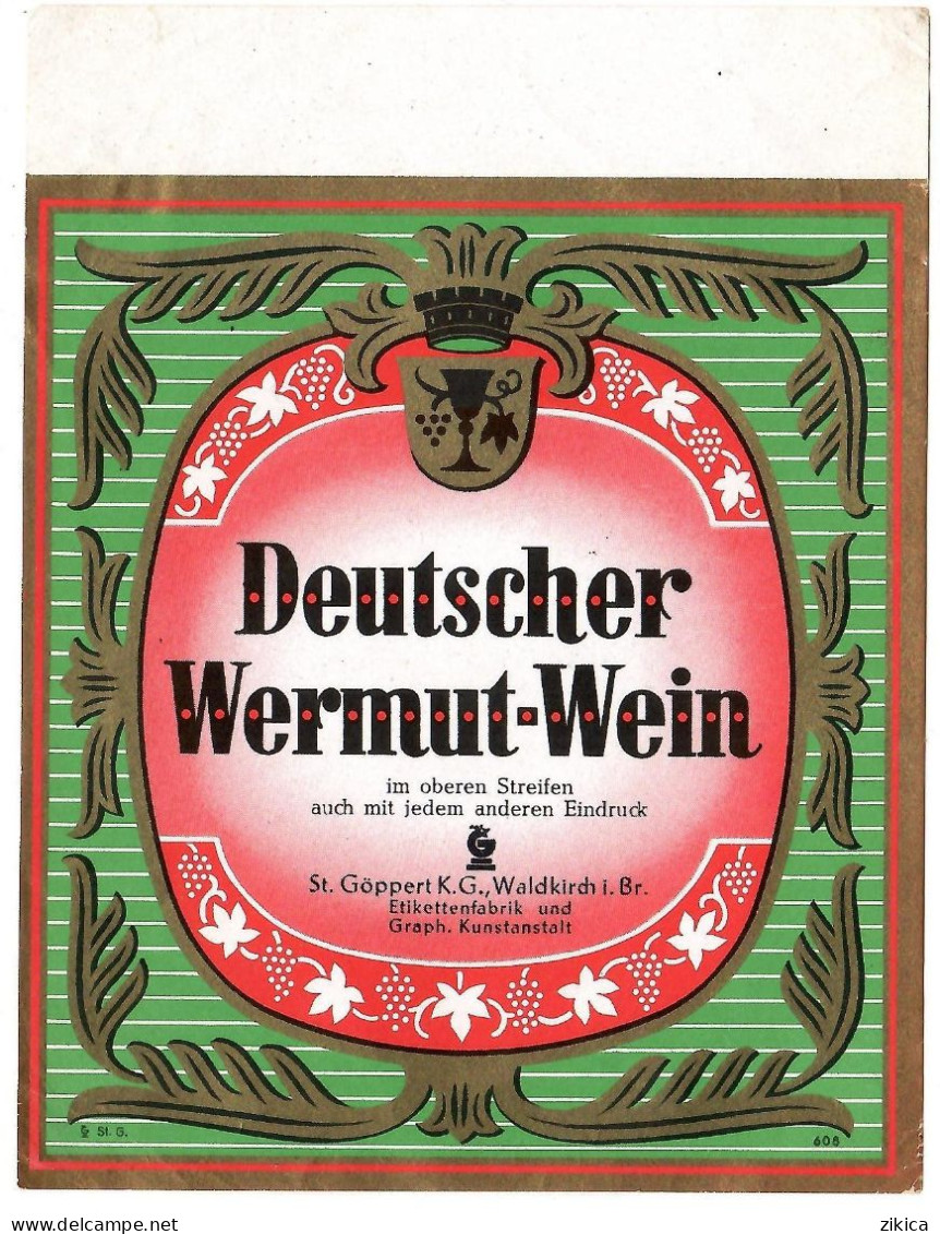Labels - Wine & Champagne - Deutscher Wermut-Wein / Germany - Etikett Nr: 608 - Other & Unclassified