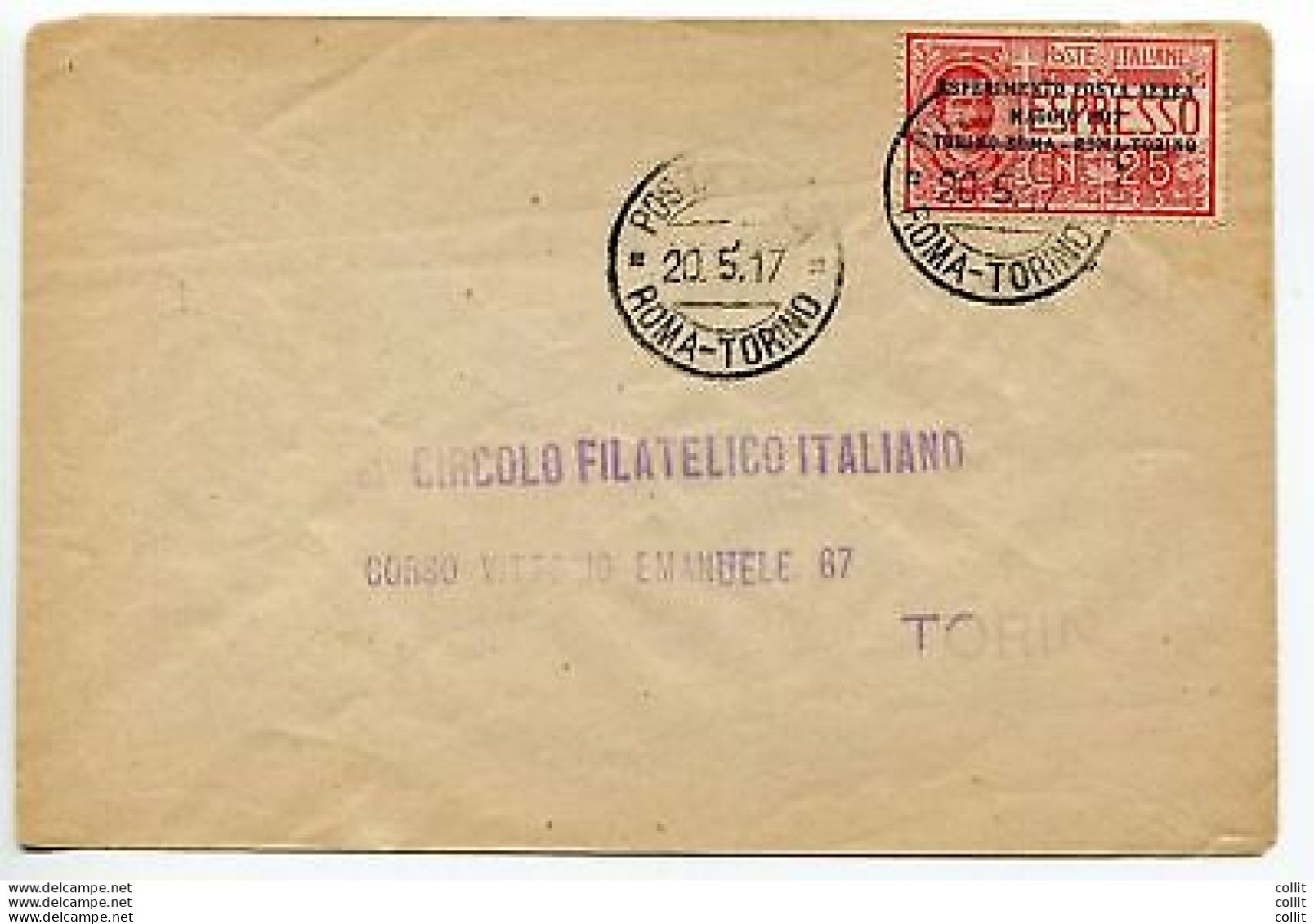 Posta Aerea Torino Roma N. 1 Isolato Su Aerogramma - Storia Postale (Posta Aerea)