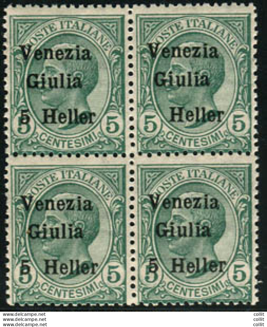 Venezia Giulia - Leoni 5 Heller Quartina, Uno Senza Cifra "5" - Emisiones Locales/autónomas