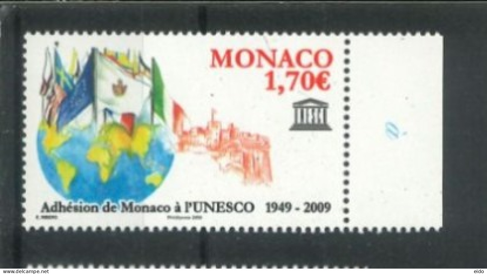 MONACO - 2009, 60th ANNIV OF MONACO ADHESION TO UNESCO STAMP # 2678, UMM(**). - Ungebraucht