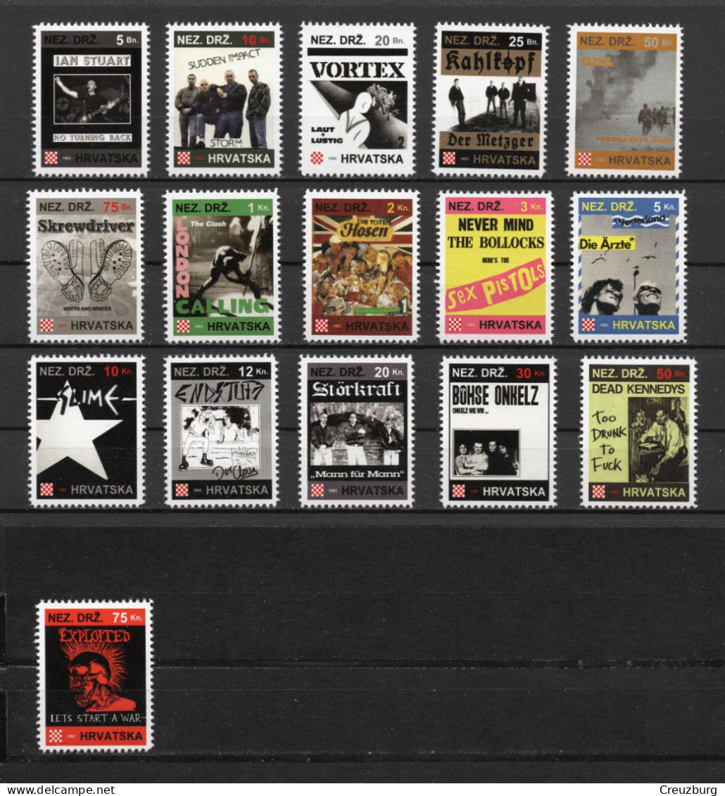 Sex Pistols - Briefmarken Set Aus Kroatien, 16 Marken, 1993. Unabhängiger Staat Kroatien, NDH. - Croatia