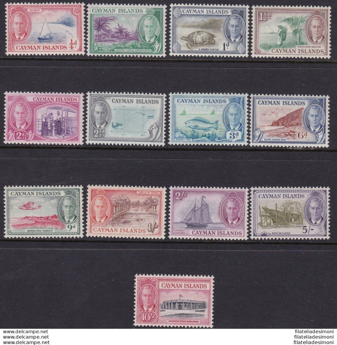 1950 CAYMAN ISLANDS, SG 135/147 Serie Di 13 Valori - MH* - Autres & Non Classés