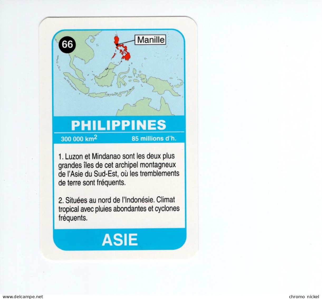 Chromo/carte Plastifiée Moderne PHILIPPINES Manille Asie Asia Drapeau Flag Plan Map 90 X 58 Mm RRR TB - Autres & Non Classés