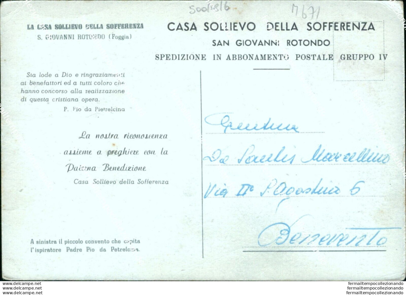 M671 Cartolina San Giovanni Rotondo Casa Sollievo Della Sofferenza Foggia - Foggia